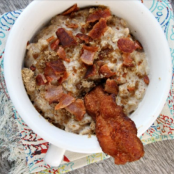 Almond Butter Oatmeal with Bacon and Brown Sugar